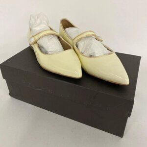 Tuckernuck Pointed Toe Arch Strap Patent Jane Flats Ivory Size 7